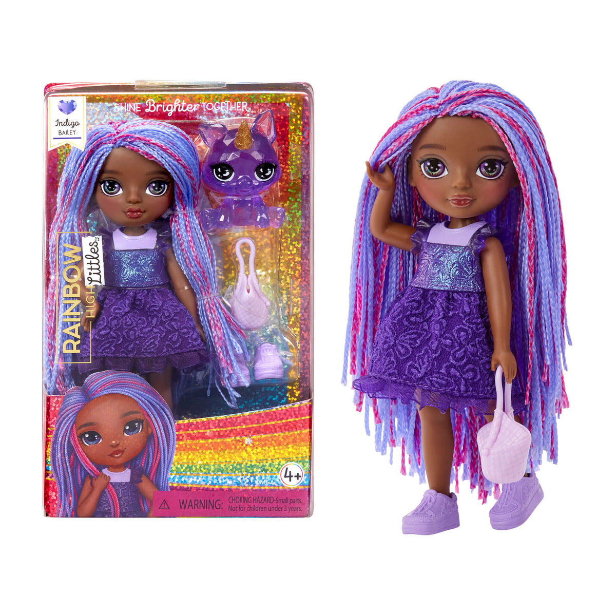 Rainbow High Littles Indigo Bailey, Dark Purple, 5.5" Posable Small Doll