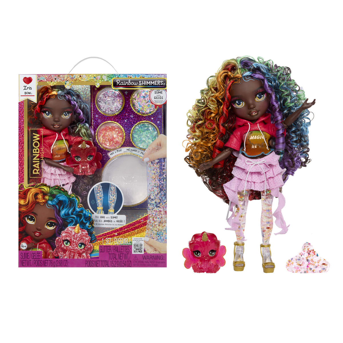 Rainbow High Rainbow Shimmers with Slime – Iris, Rainbow 11” Doll, Create a Rainbow Fashion Doll
