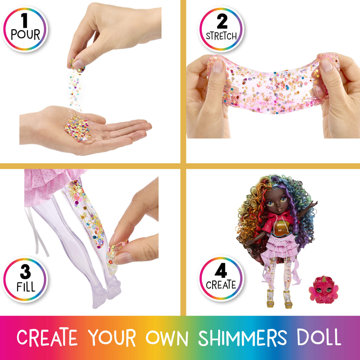 Rainbow High Rainbow Shimmers with Slime – Iris, Rainbow 11” Doll, Create a Rainbow Fashion Doll