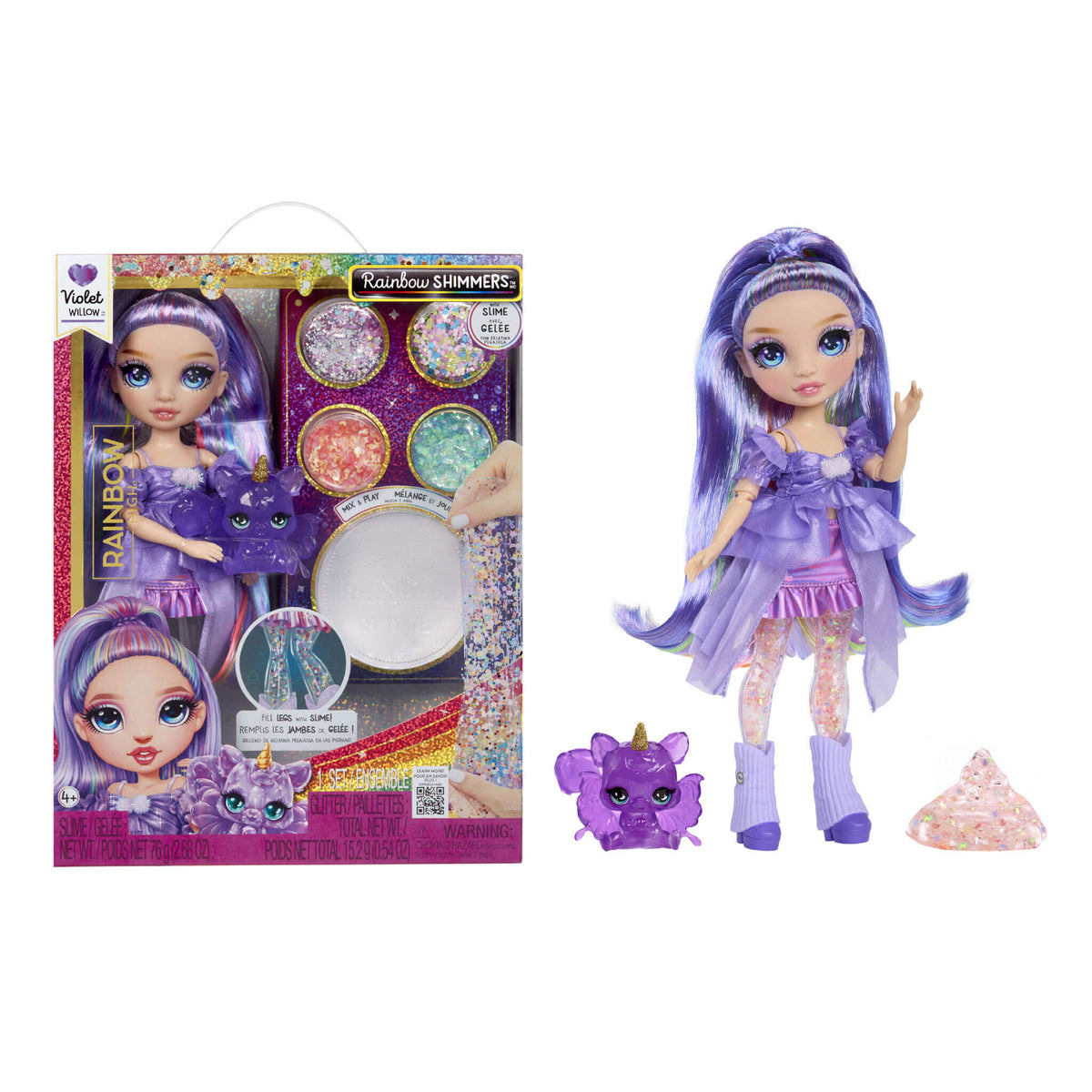 Rainbow High Rainbow Shimmers with Slime – Violet, Purple 11” Doll, Create a Rainbow Fashion Doll