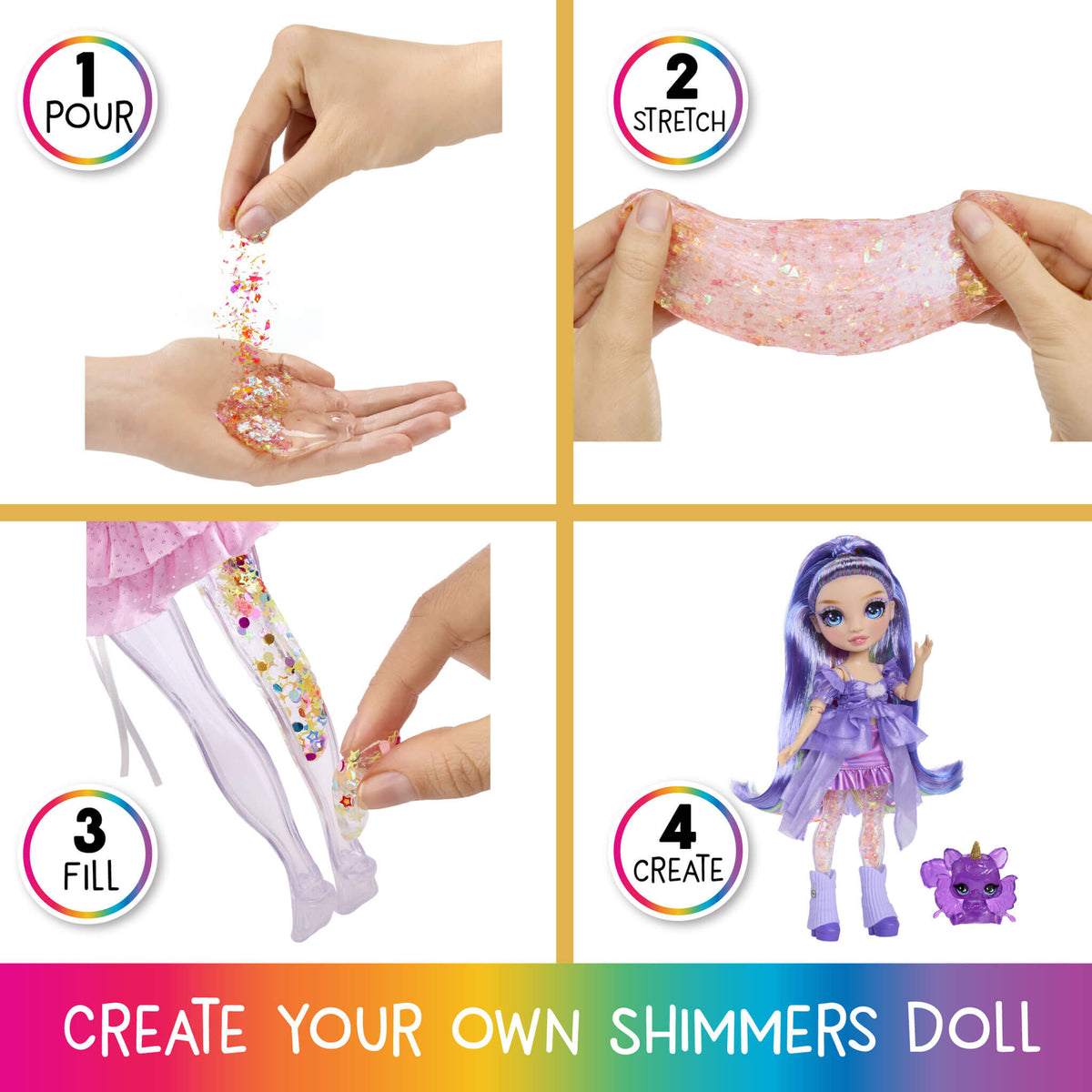 Rainbow High Rainbow Shimmers with Slime – Violet, Purple 11” Doll, Create a Rainbow Fashion Doll