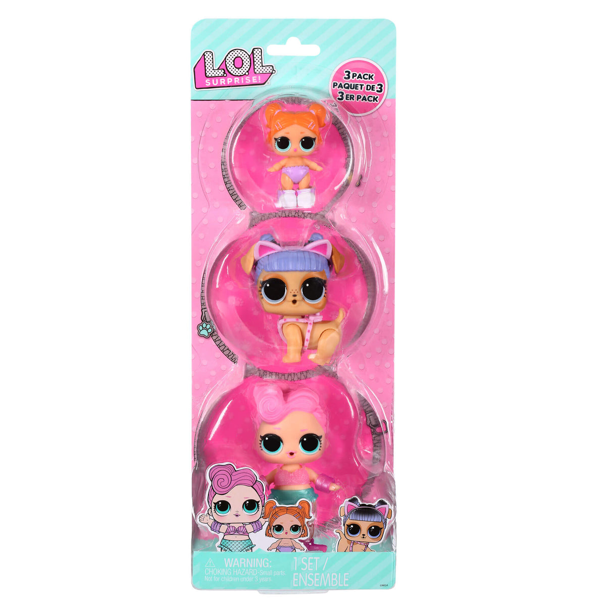 LOL Surprise Tot Pet Lil Sis 3-Pack with Waves - K9 - Lil Beats